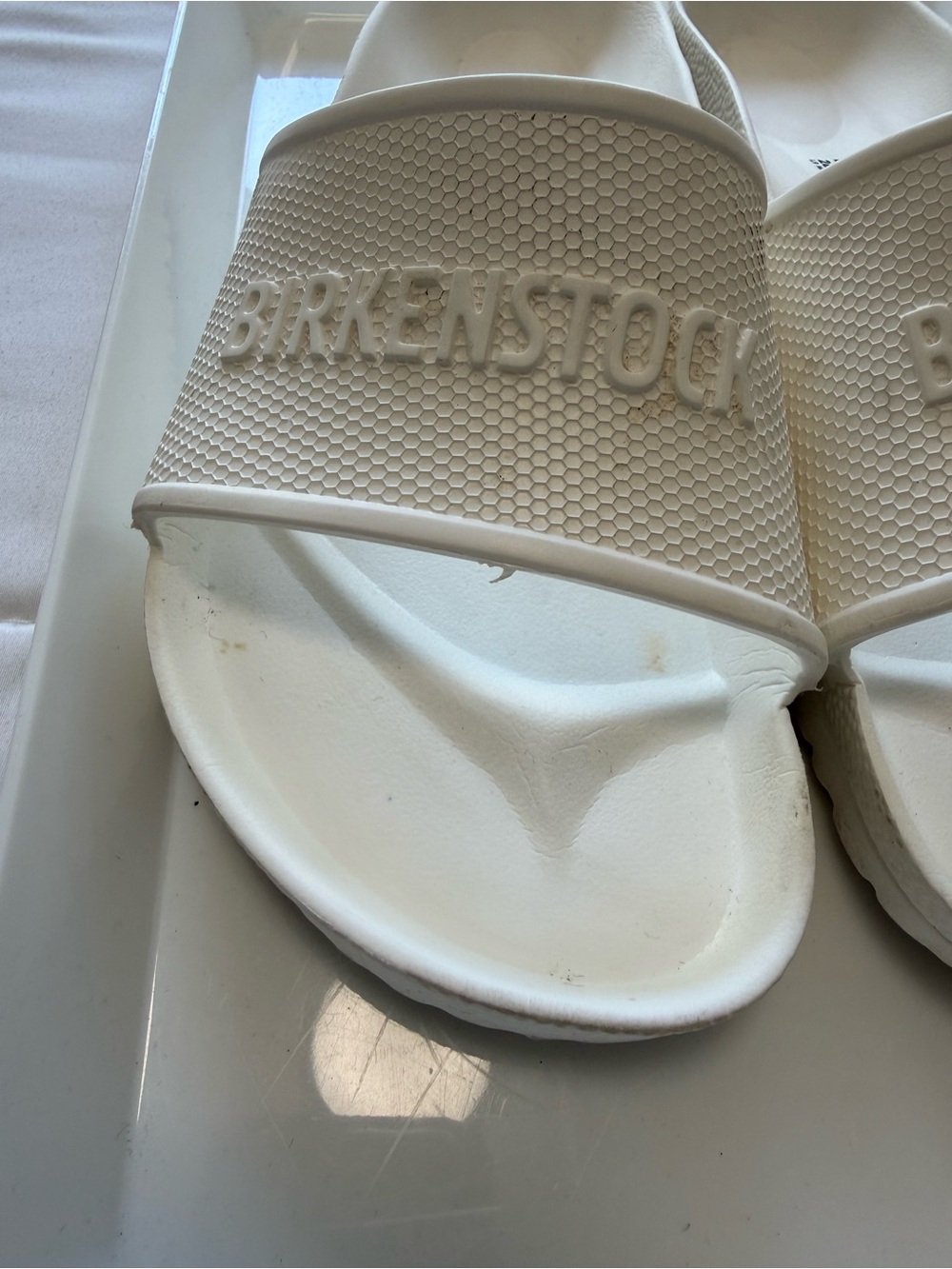 Birkenstock White EVA Slide Sandals with Embossed Logo - Picture 5 of 7